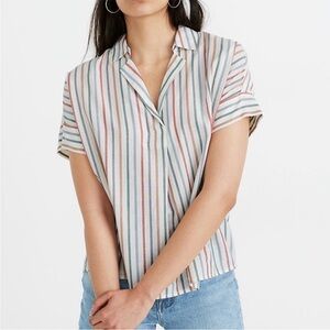Madewell Park Popover Shirt in Rainbow Stripe - Size L - NWOT
